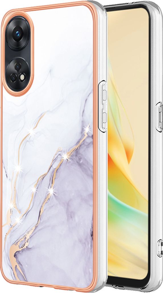 Hülle für Oppo Reno8 T 4G Muster TPU Silikon Stoßdämpfer Bumper Schutzhülle Weiß