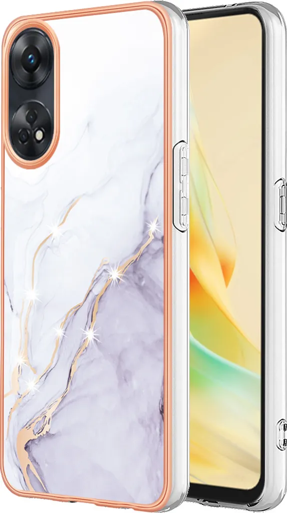 Custodia Oppo Reno8 T 4G Marmo Bianco - Cover Antiurto TPU Sottile
