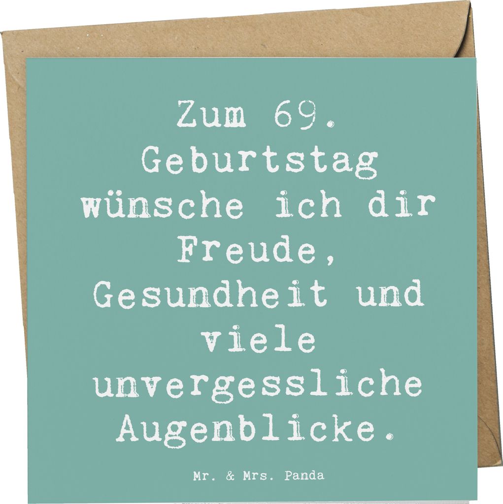 Mr. & Mrs. Panda Glückwunschkarte Spruch 69. Geburtstag Freude und Gesundheit - Meeresbrise - Geschenk, Geburtstagsgeschenk, doppelkarte, Grußkar...