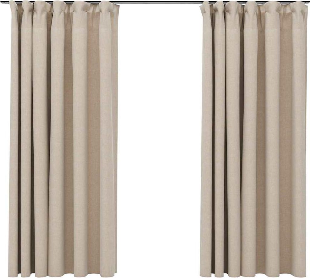 vidaXL Verdunkelungsvorhänge 2 Stk. Haken Leinenoptik Beige 140x175 cm