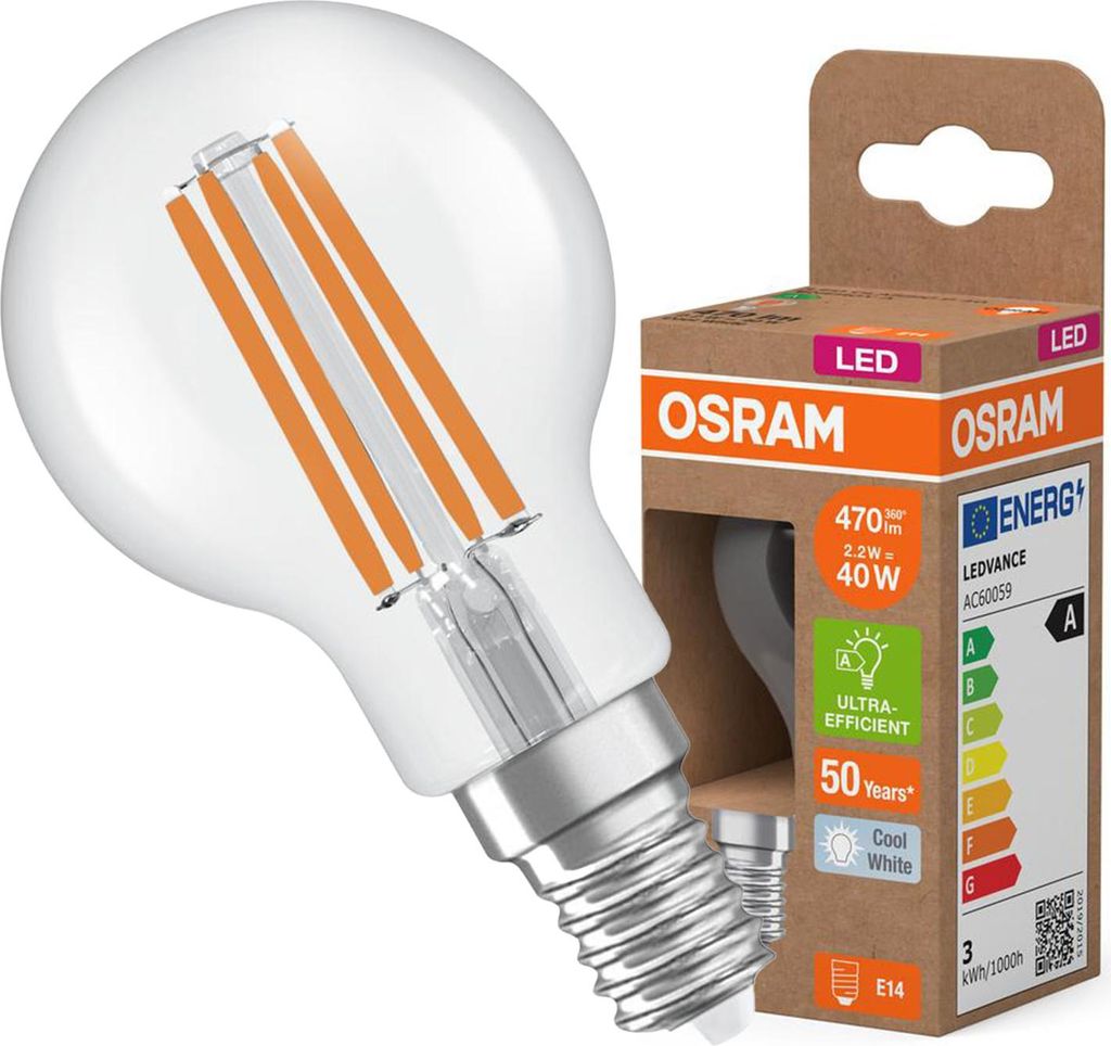 Żarówka LED P45 Kulka E14 2.2W = 40W 470lm 4000K Neutralna Zdjęcie produktu 