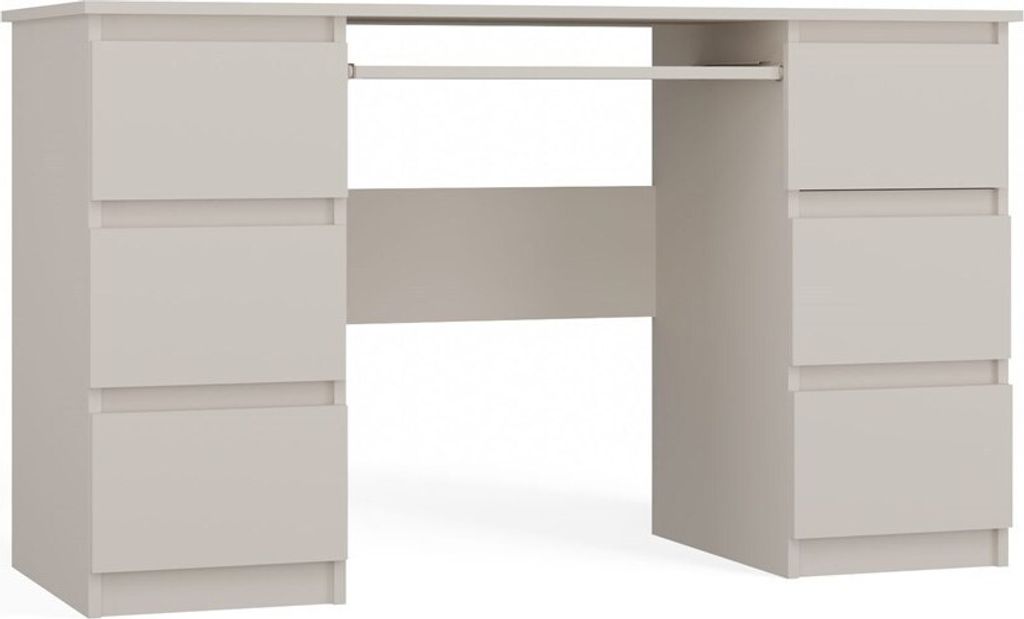 Computer Tisch Kuba Kaschmir Beige Für Laptop 6 Schubladen Produktbild 