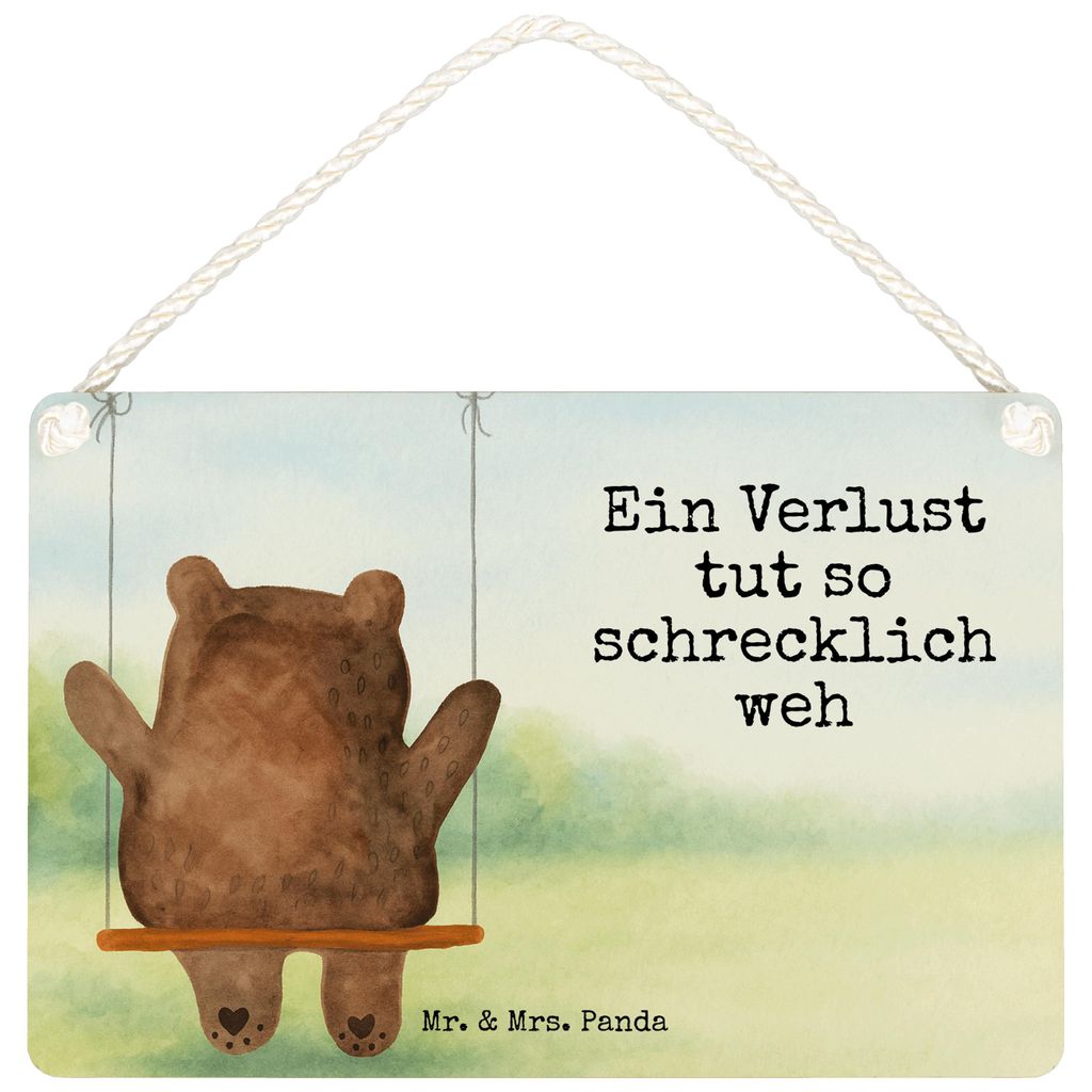 Mr. & Mrs. Panda Schild Bär Schaukel Design DIN A6 - Weiß - Geschenk, Deko, Verlust Trauer Trauergeschenk Traurig Trösten Trost Liebeskummer Lie...