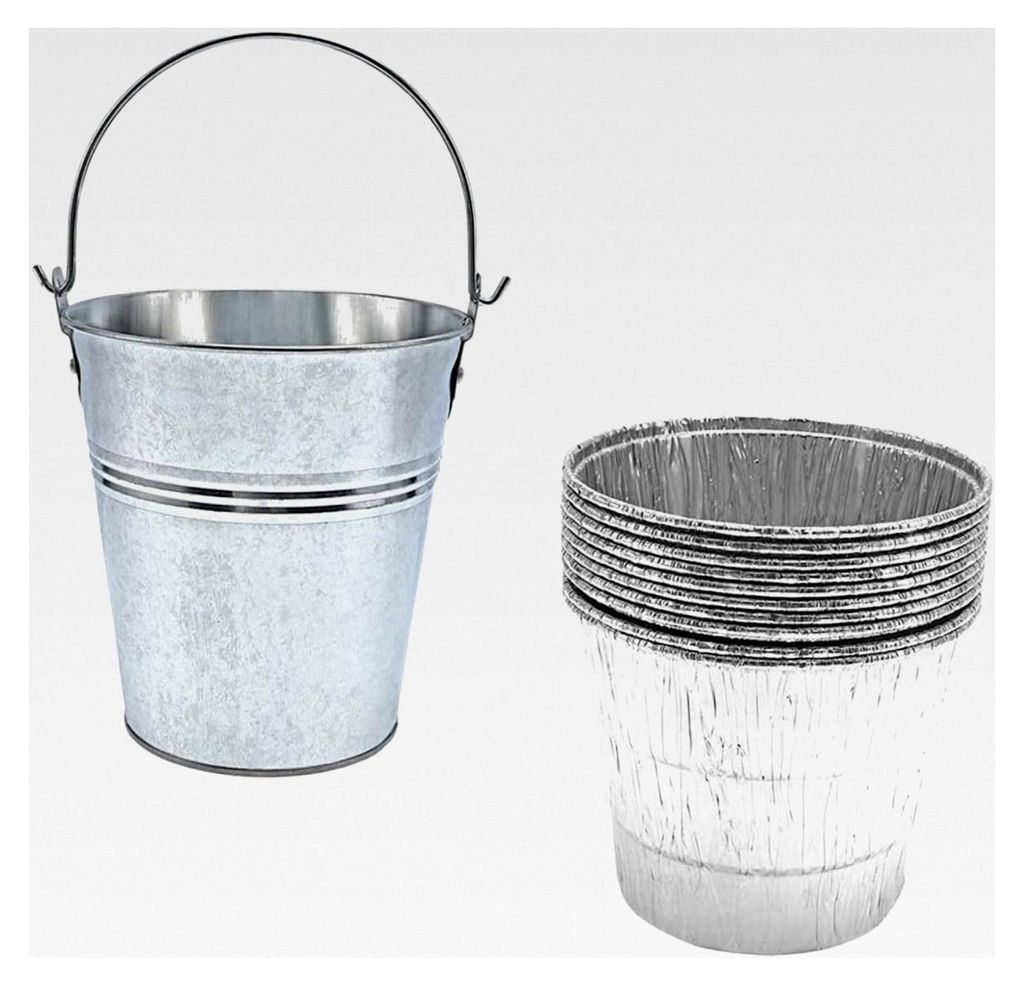 10 Stück BBQ Grill Fettauffangbehälter aus robustem Material mit Einweg-Aluminiumfolie für Kugelgrill und Gasgrill zur Reinigung beim Outdoor-Ba...