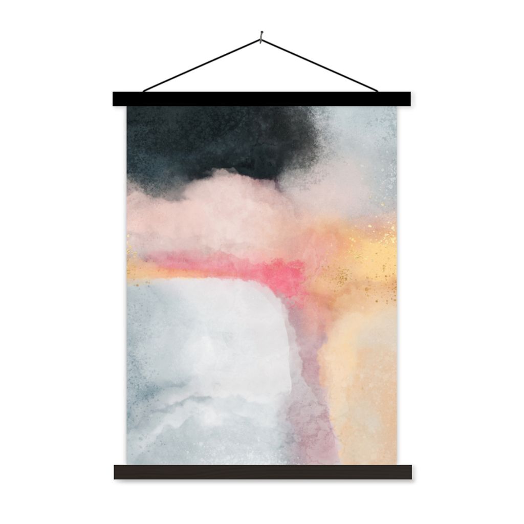 MuchoWow Textilposter Malerei - Abstrakt - Design 120x160 cm mit schwarzem Rahmen - Magnetischer