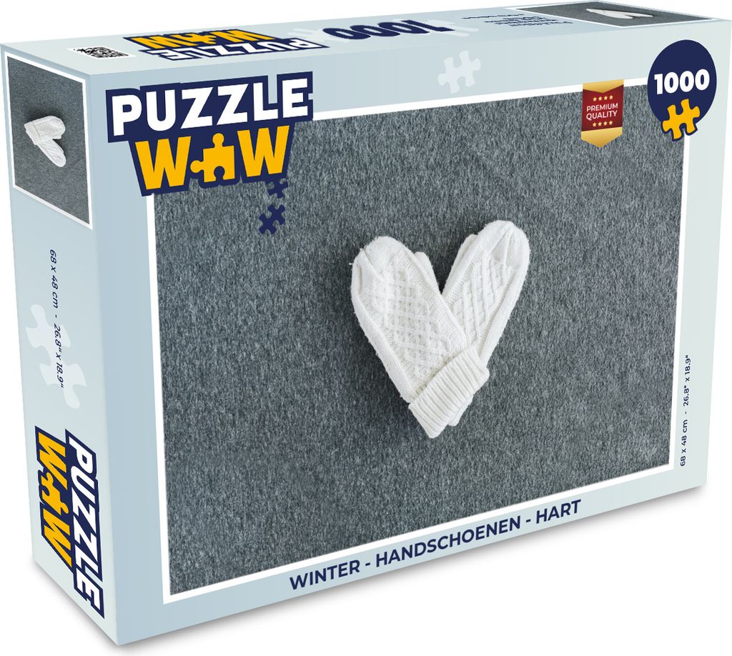 MuchoWow Puzzle 1000 Teile Winter - Handschuhe - Herz - Erwachsene - Rätsel