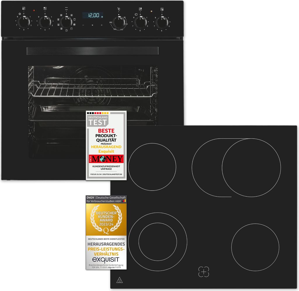 Exquisit EHE285-HBZ-020, Keramik, 4 Zone(n), Glaskeramik, Produktbild 