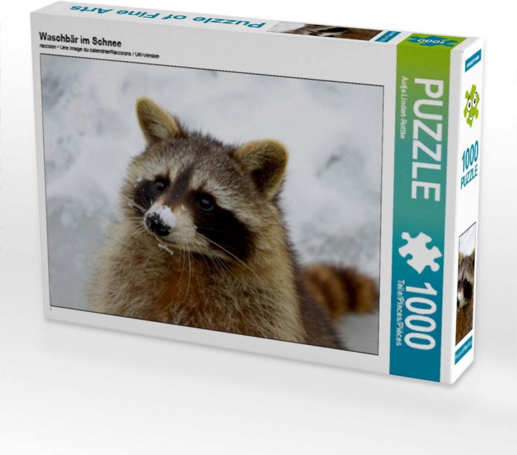 Calvendo Waschbär im Schnee 1000 Teile Puzzle quer 640x480mm, Lindert-Rottke Antje; 7340018