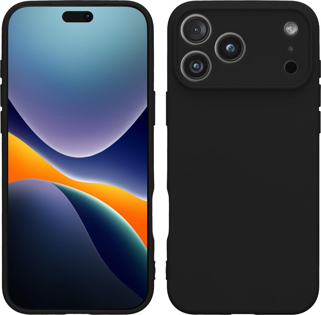 kwmobile Hülle kompatibel mit Apple iPhone 17 Pro Hülle - weiches TPU Silikon Case - Cover geeignet für kabelloses Laden - Schwarz matt