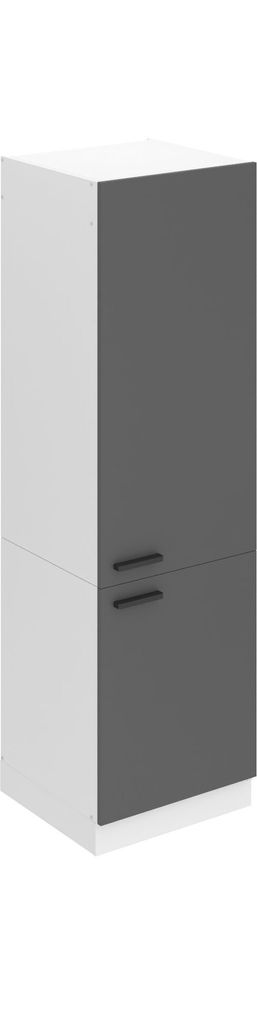 Belini Kühlschrank Schrank Hochschrank Küche SSL. 60 cm Breite und 204 cm Höhe. Einbauschrank für Kühlschrank mit 2 Türen, Silber matt