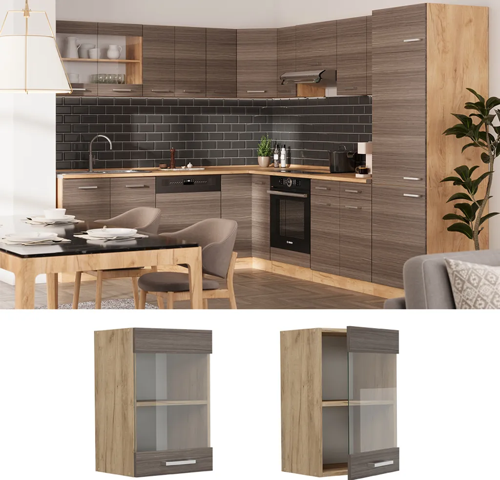 Vetrina Cucina Vicco R-Line 40 cm - Grigio Nobile e Rovere Dorato - 2