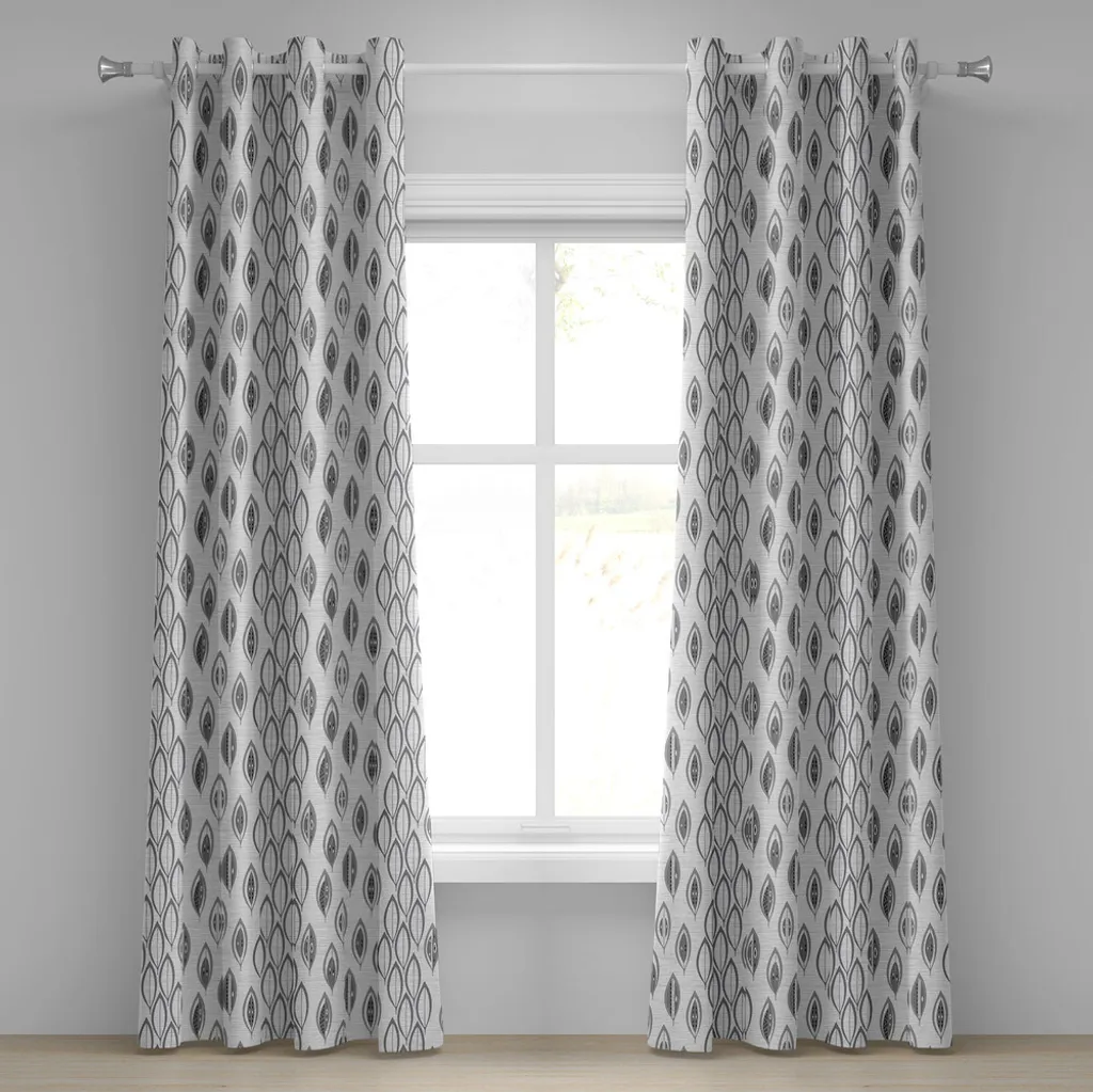Tenda ABAKUHAUS Foglie Grigie 280x245 cm - Arredo Casa Moderno