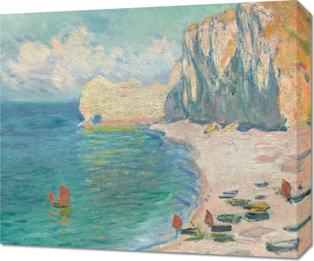Stampa su Tela Monet 60x50 cm La Falaise d'Amont - Versione Vintage HD