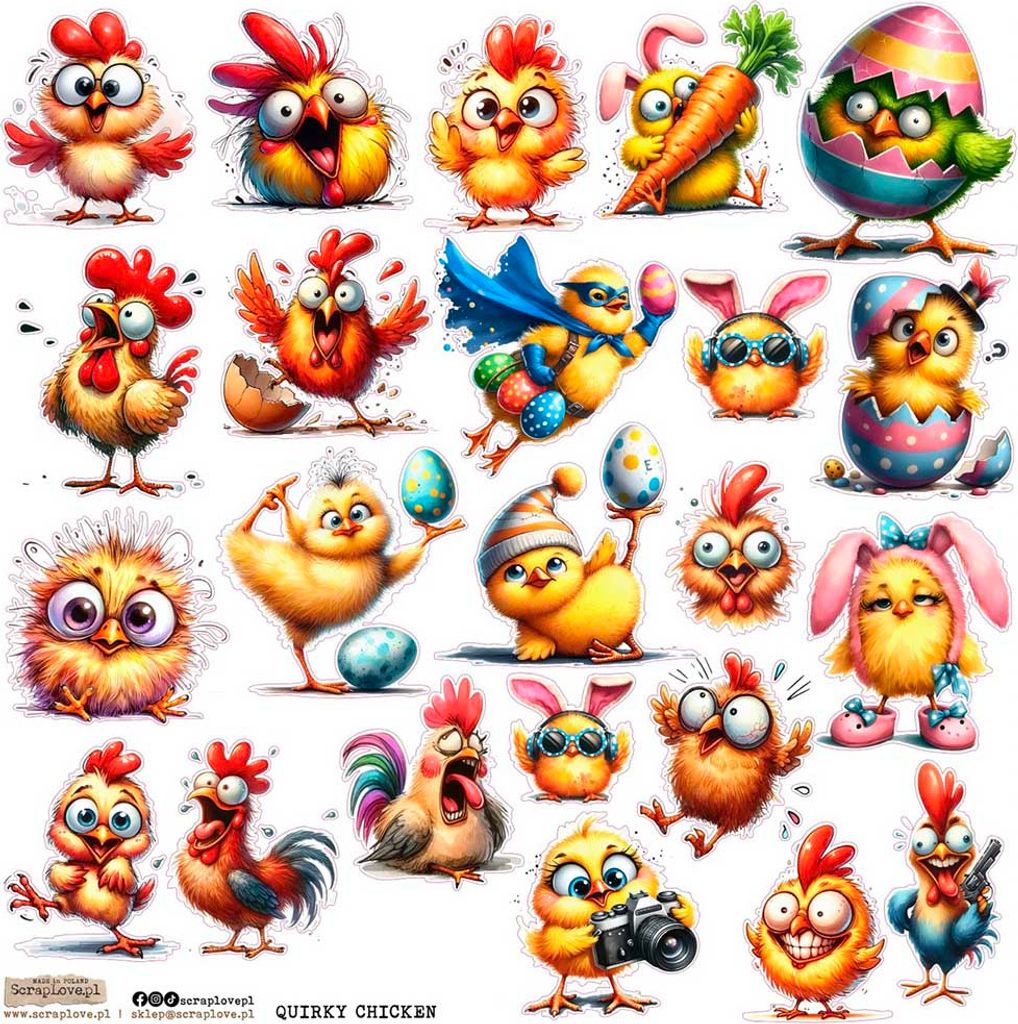 AUFKLEBER ScrapLove Dekor Stickers - Quirky Chicken 1