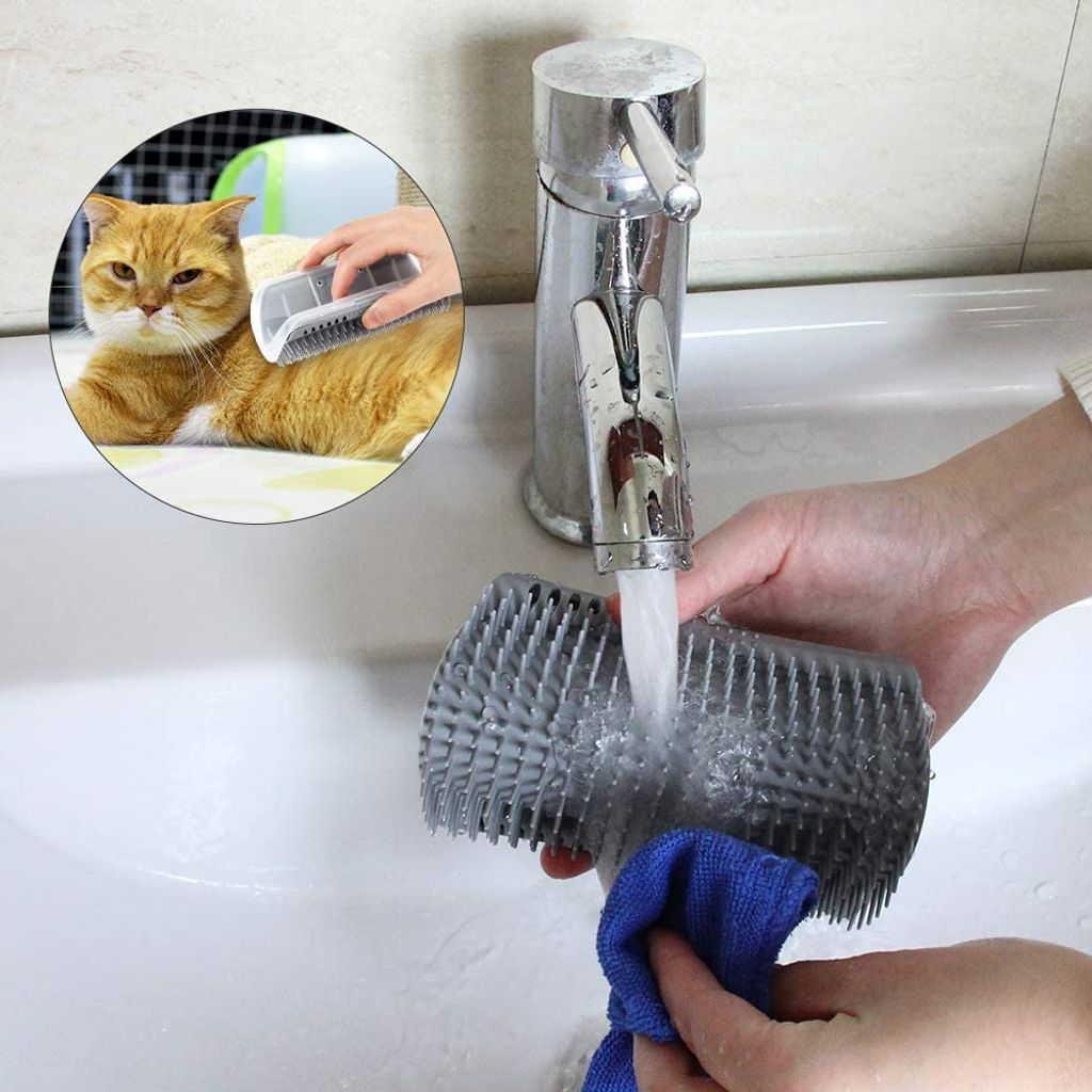 Produktbild von Fellblitz Bürste Katze Flohkamm Für Katzen, 2 Stück Selbstreinigender Flohkamm Für Katze Und Katzenbürste Unterwolle