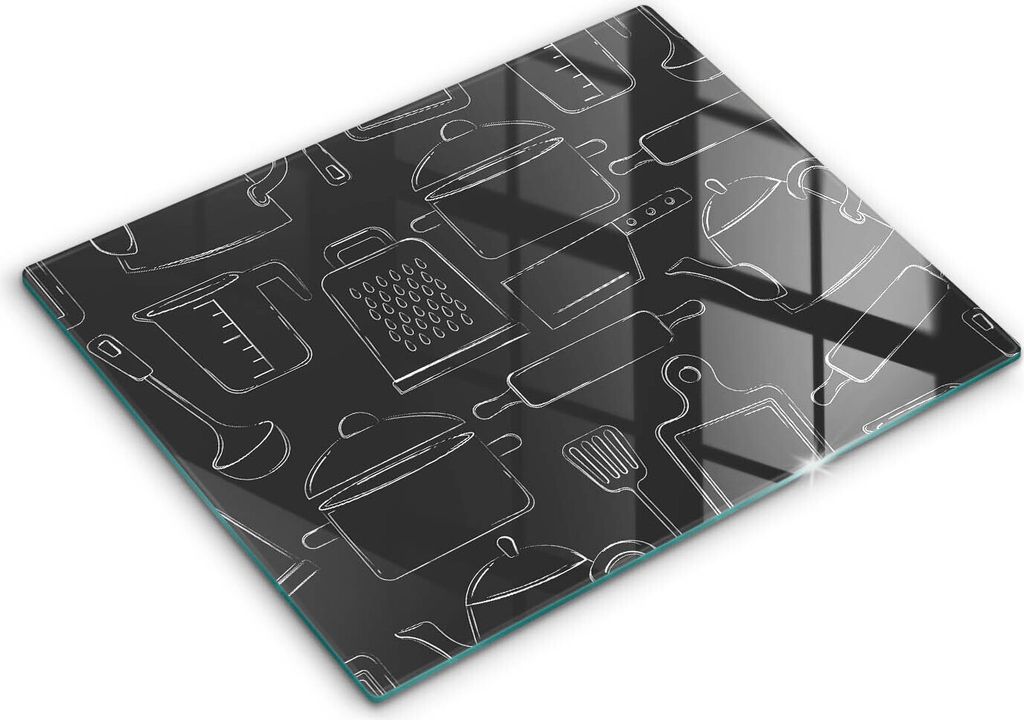 Glasschneideplatte - Herdabdeckplatte - 52x40 cm - Schneidebrett - Spritzschutz - Zeichnen von Küchenzubehör
