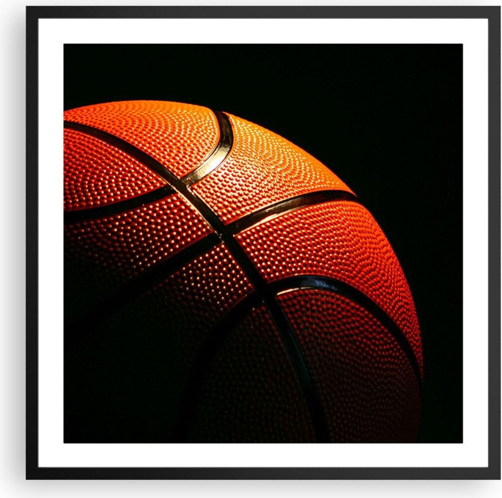 Gerahmtes Poster - Schwarzer Rahmen - Basketball Spiel Sport - 60x60 cm - Wand Bild - Wanddeko - Wandbilder - Kunstposter - Wandposter - Bilderrahm...