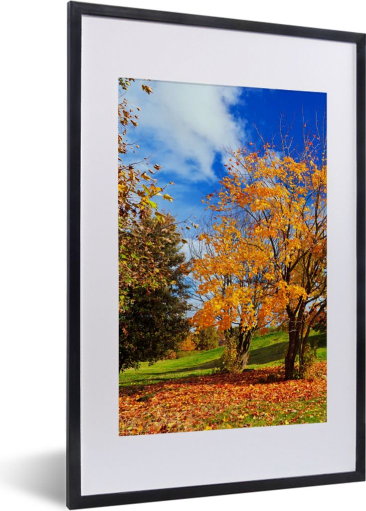 MuchoWow Gerahmtes Poster Baum - Blätter - Herbst - Jahreszeiten 40x60 cm - Poster mit Schwarzem Bilderrahmen Wandposter Rahmen Foto Bilder - Po...