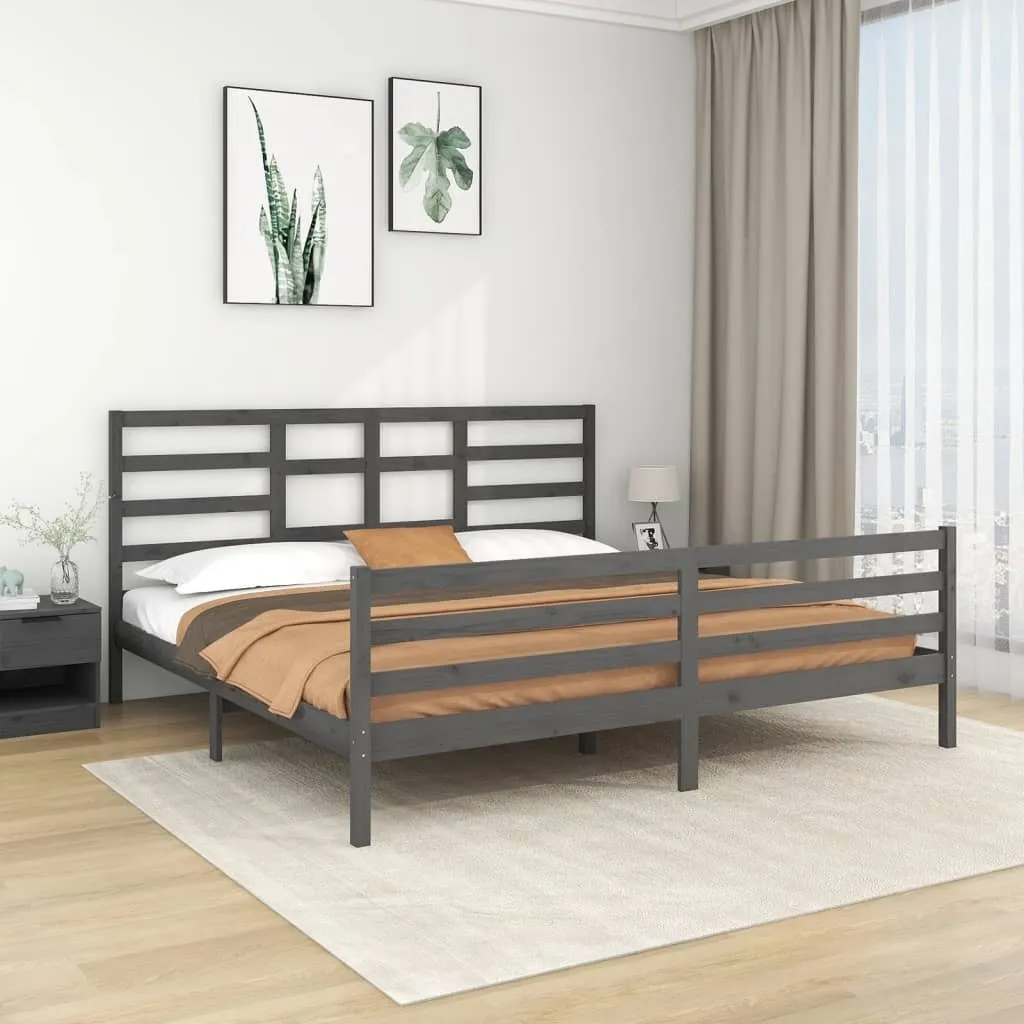 Lit en bois massif gris 200x200 cm The Living Store - Structure robuste