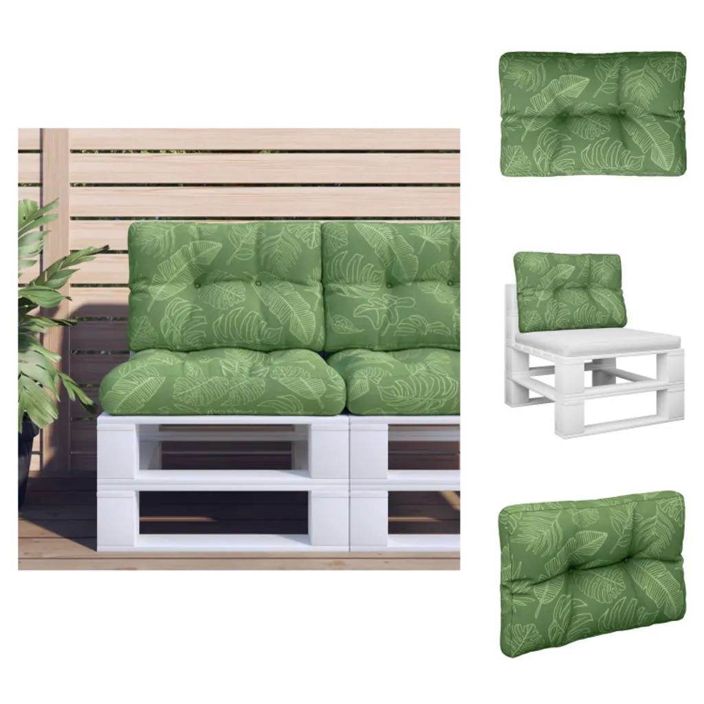 vidaXL Cuscino per pallet motivo foglie 50x40x12 cm Tessuto - Cuscino per seduta
