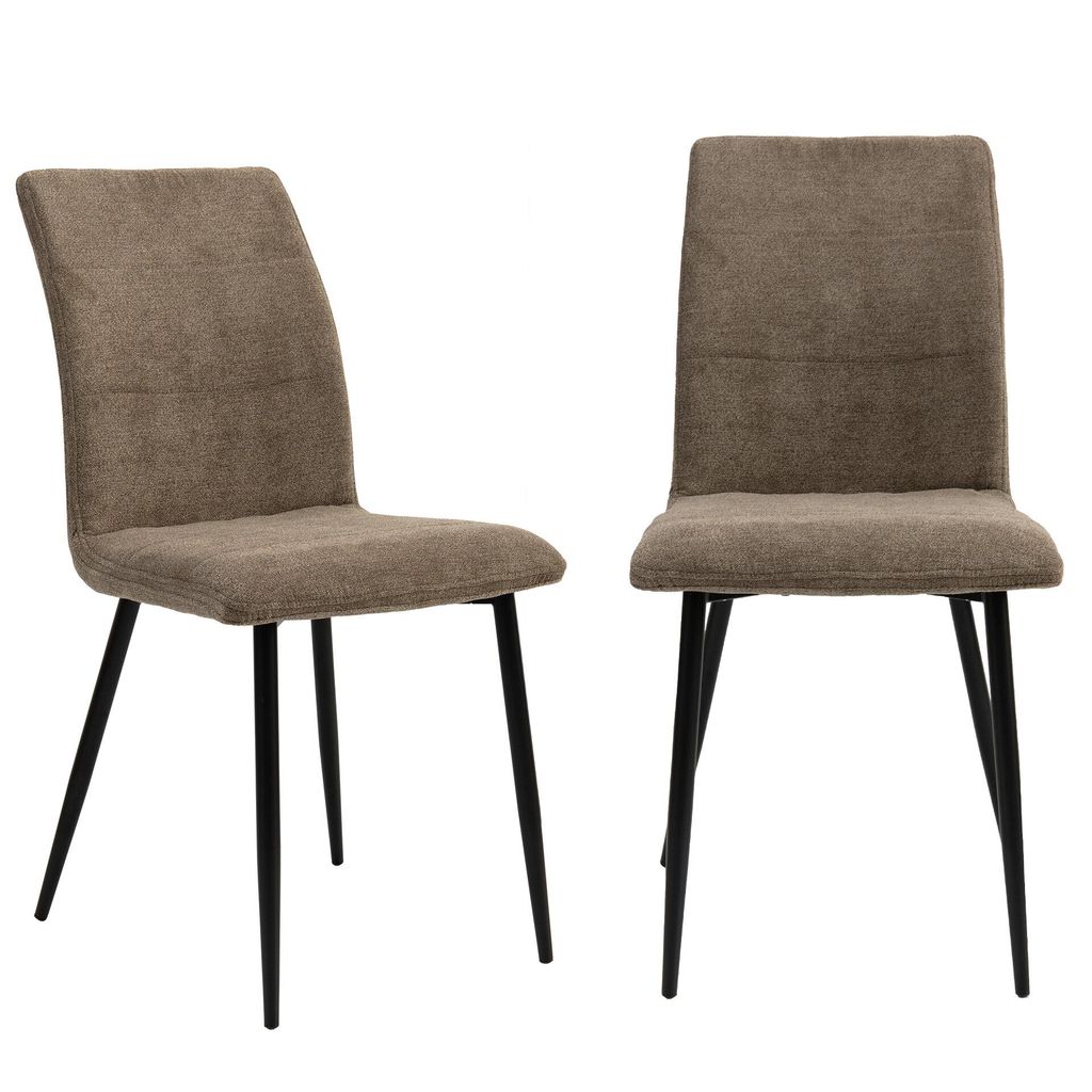 Moderne Esszimmerstühle mit Stoffbezug - bequeme Esstischstühle mit abgesteppter Vorderseite - gepolsterte Küchenstühle mit gebogener Rückenle...