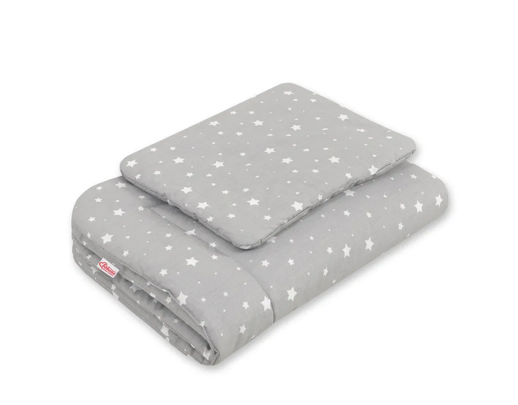 Parure de lit bébé avec rembourrage 75x100cm - Set 2 pièces Gris Étoilé
