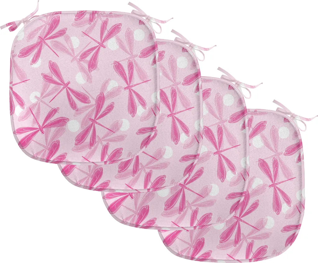 ABAKUHAUS Libellule Lot de 4 Coussins de Chaise Fuchsia et Rose 40x40