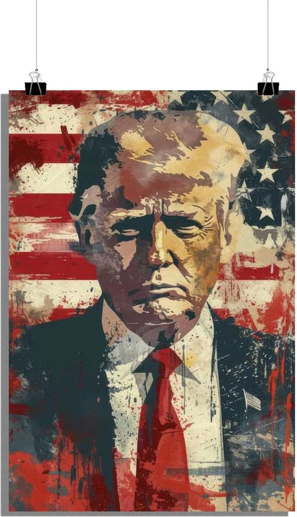 Donald Trump Poster - Amerikanische Flagge Poster - Präsident Poster - Politik Poster - Kunst Poster - 51x71cm - Perfekt zum Einrahmen