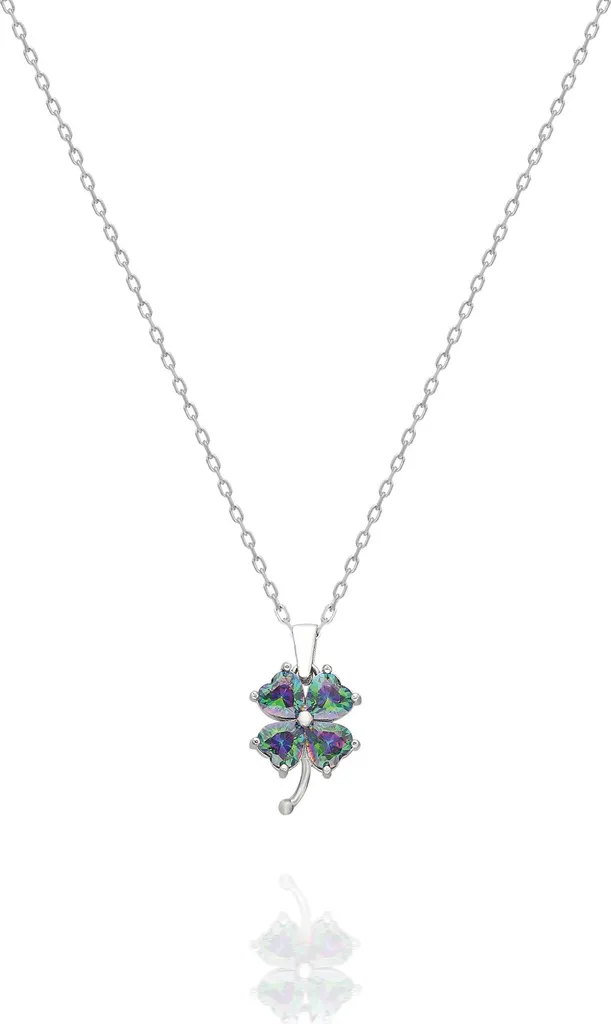Collier Femme Argent 925 Trèfle et Topaze Mystique : Cadeau Idéal pour Elle