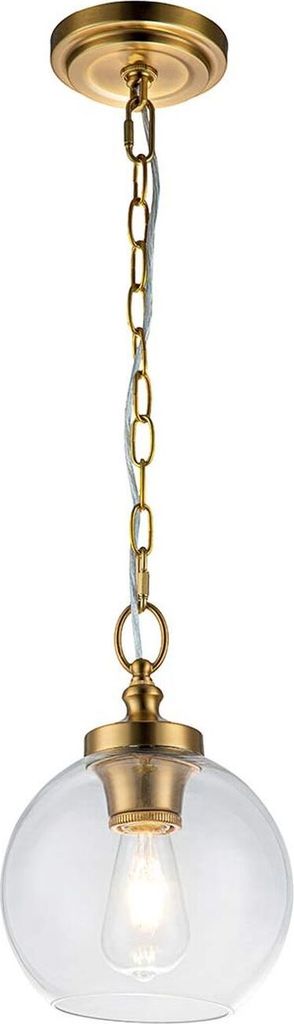 Hängeleuchte Metall Glas Ø 21,6 cm H: max. 196,9 cm in Messing E27 rund Kugel Schirm Modern