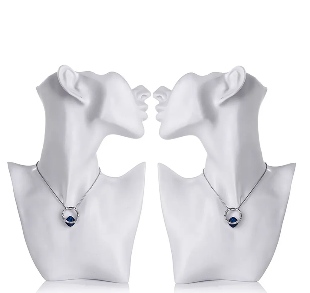 Buste mannequin bijoux blanc avec support boucles d'oreilles - 2pcs