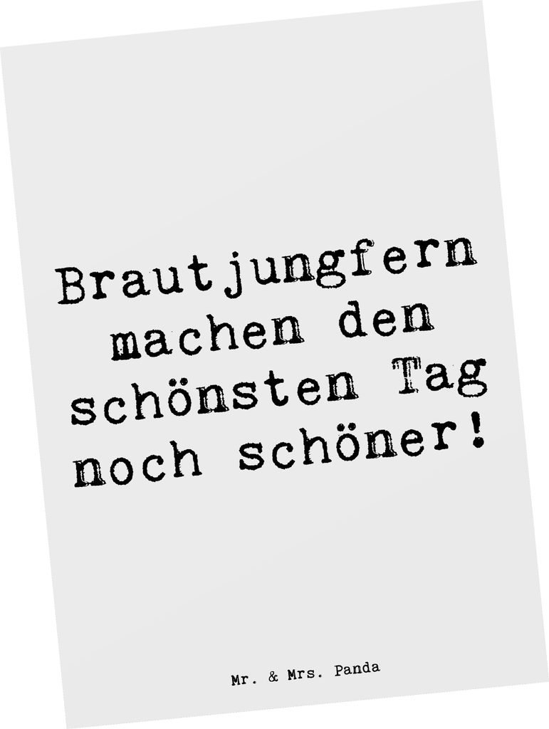 Mr. & Mrs. Panda einzelkarte Spruch Brautjungfern Wunder - Weiß - Geschenk, Hochzeitsfeier, Postkarten, Liebe, Kunstkarten, unvergesslich, Geschen...