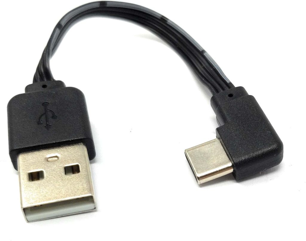 SYSTEM-S USB 3.1 Kabel 13 cm Typ C Stecker zu 2.0 Typ A Stecker Winkel flach Schwarz