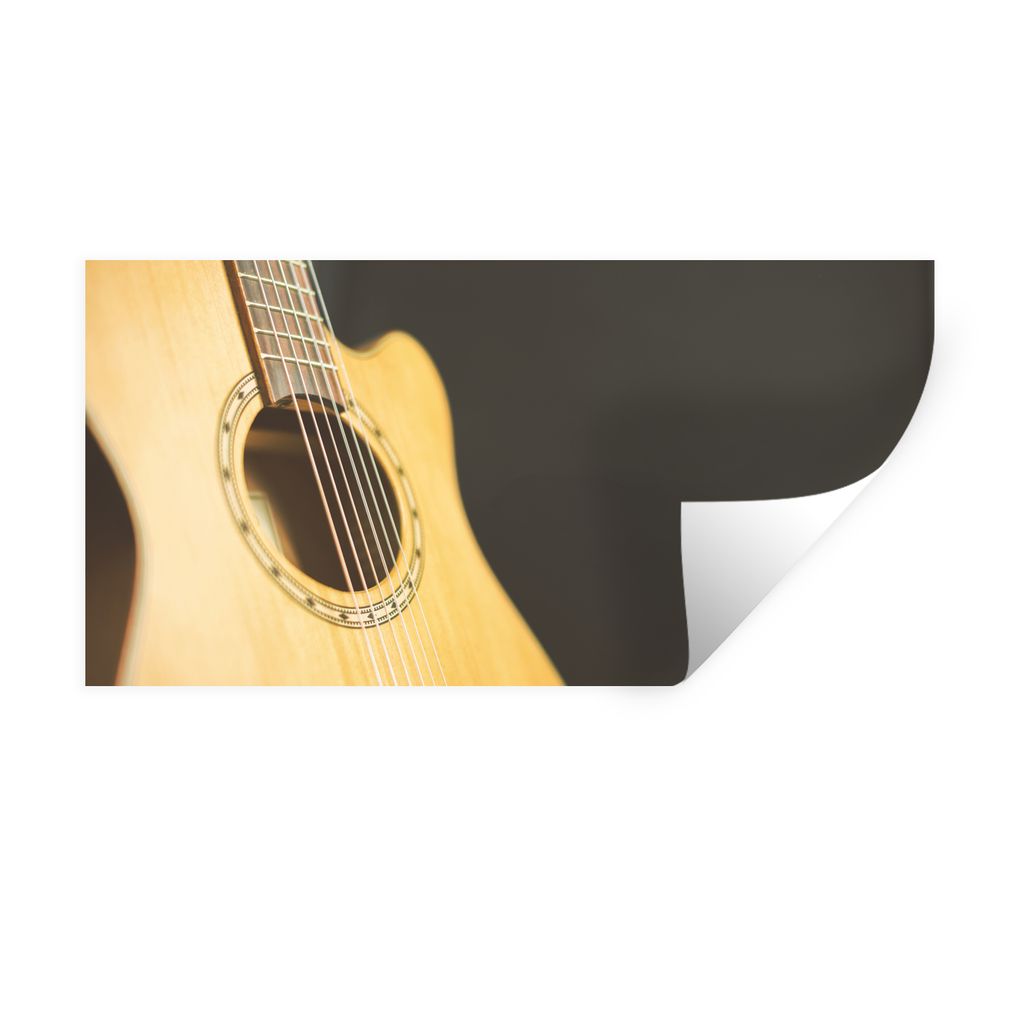 MuchoWow Wandtattoo Wandsticker Wandaufkleber Halbseitenansicht einer akustischen Gitarre 40x20 cm Selbstklebend und Repositionierbar - Aufkleber