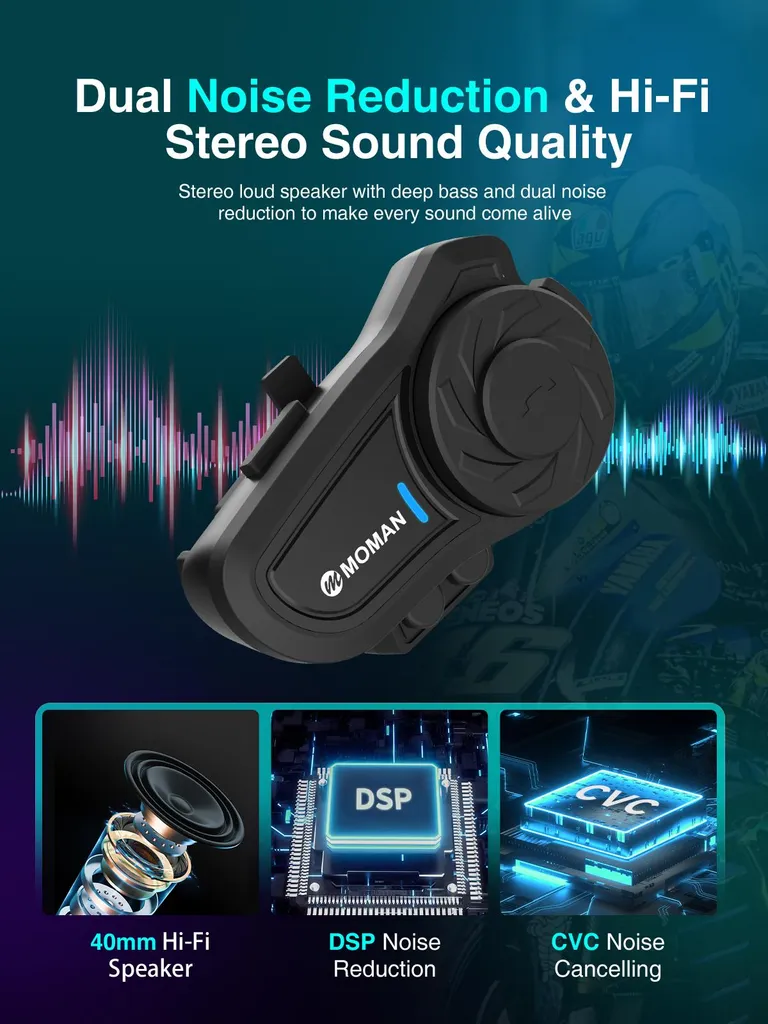 Intercom Moto MOMAN H2 Pro Kit individuel Bluetooth Haute Qualité - 5