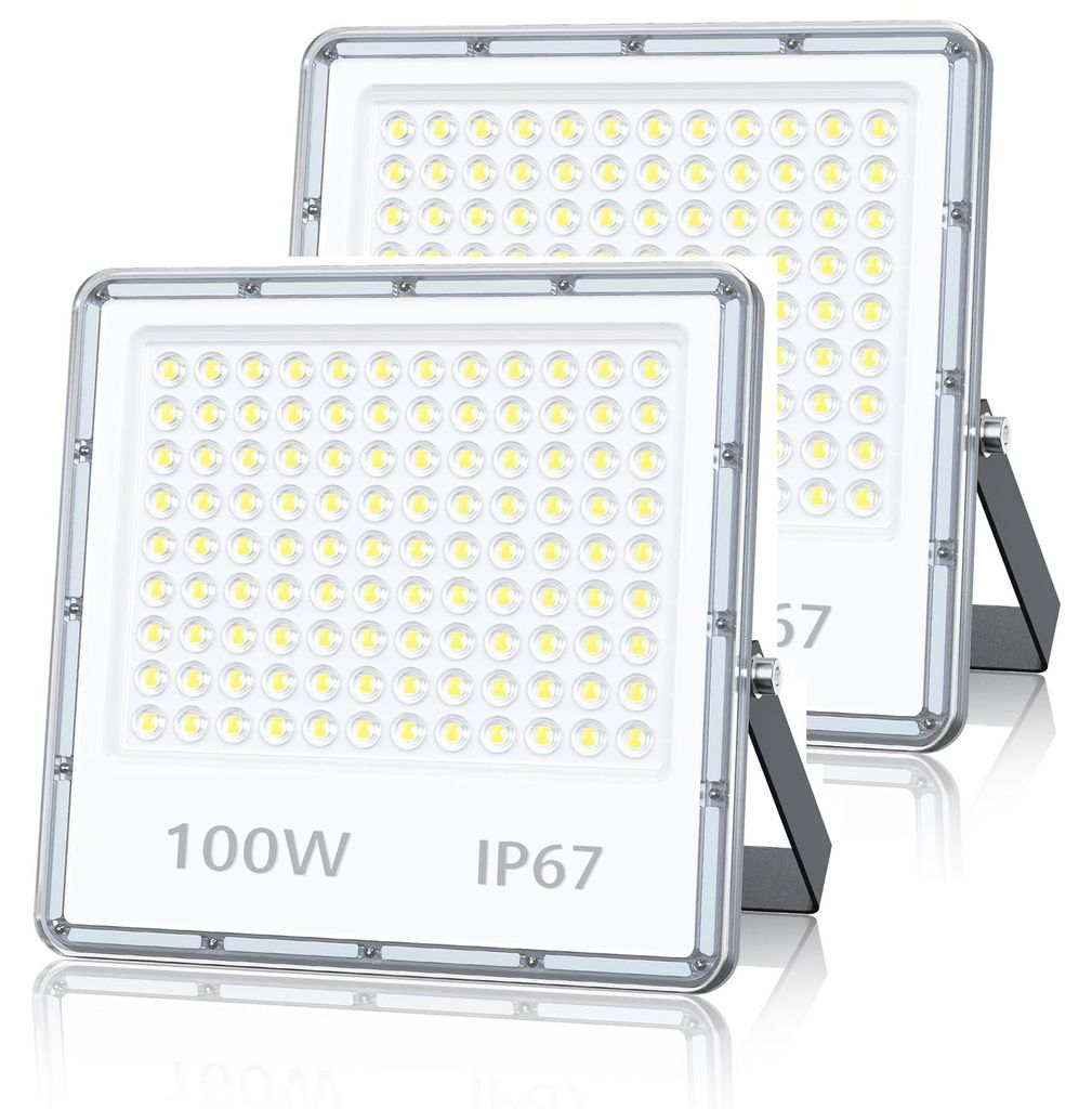LED-Flutlicht 100W 10000LM 6500K IP67 wasserdicht, 2 Stück