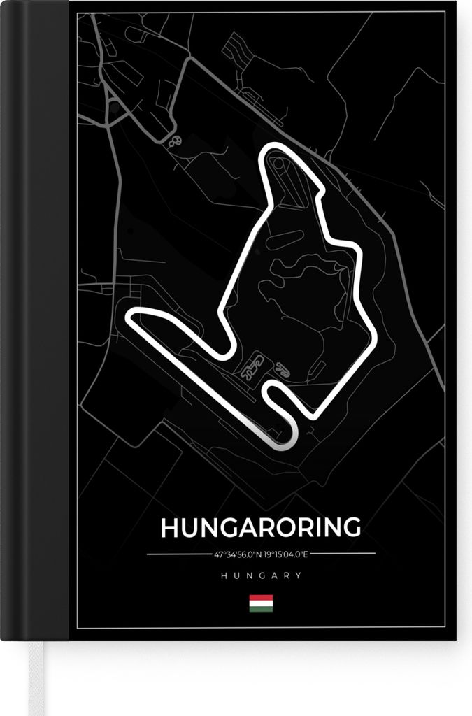 MuchoWow Notizbuch Tagebuch Haushaltsbuch Notebook A5 F1 - Ungarn - Auto - Rennstrecke - Hungaroring - Schwarz - Notizblock - Notizheft - Noteboo...