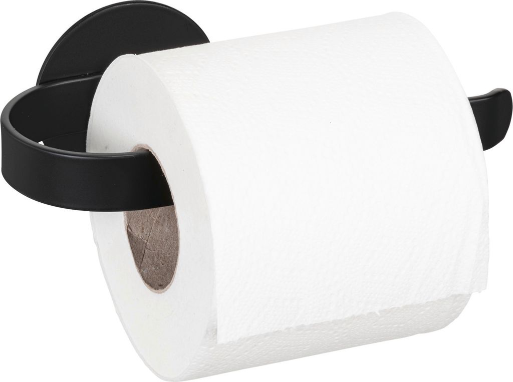 WENKO WC Garnitur Bivio Black Toilettenpapier Rollen Halter Ohne Bohren Schwarz
