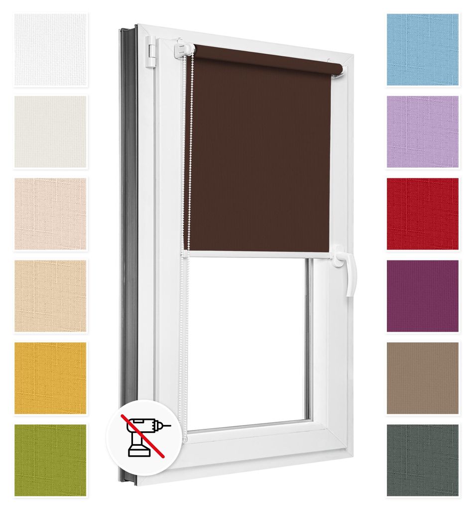 Estika Roleta bez vŕtania - 90 x 220 cm - Tmavohnedá - Obrázok produktu 