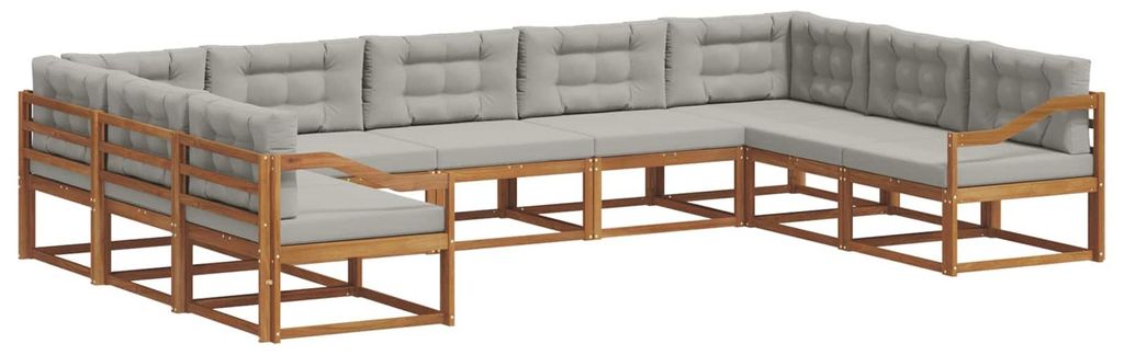 vidaXL Outdoor-Sofagarnitur mit Kissen 9 pcs Natürlich und Hellgrau