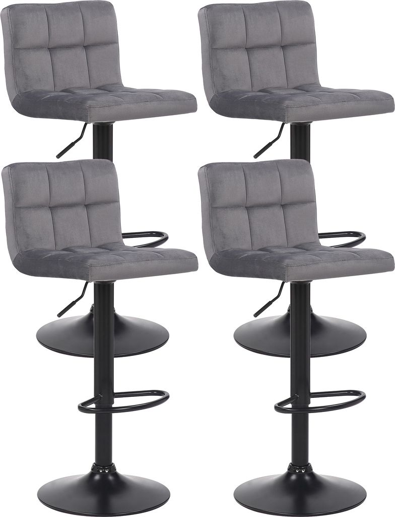 4er Set Barhocker HLO-CP64 Samt grau