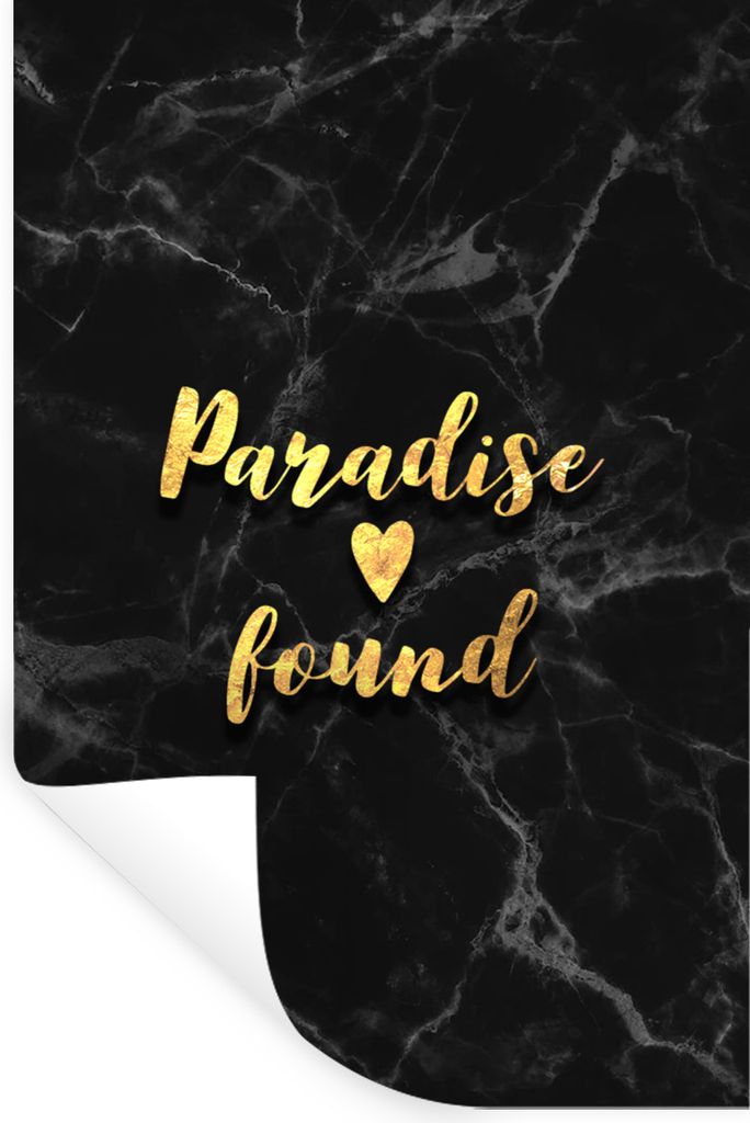 MuchoWow Wandtattoo Wandsticker Wandaufkleber Zitat - Herz - Paradies - Gold 80x120 cm Selbstklebend und Repositionierbar - Repositionierbar - Wa...