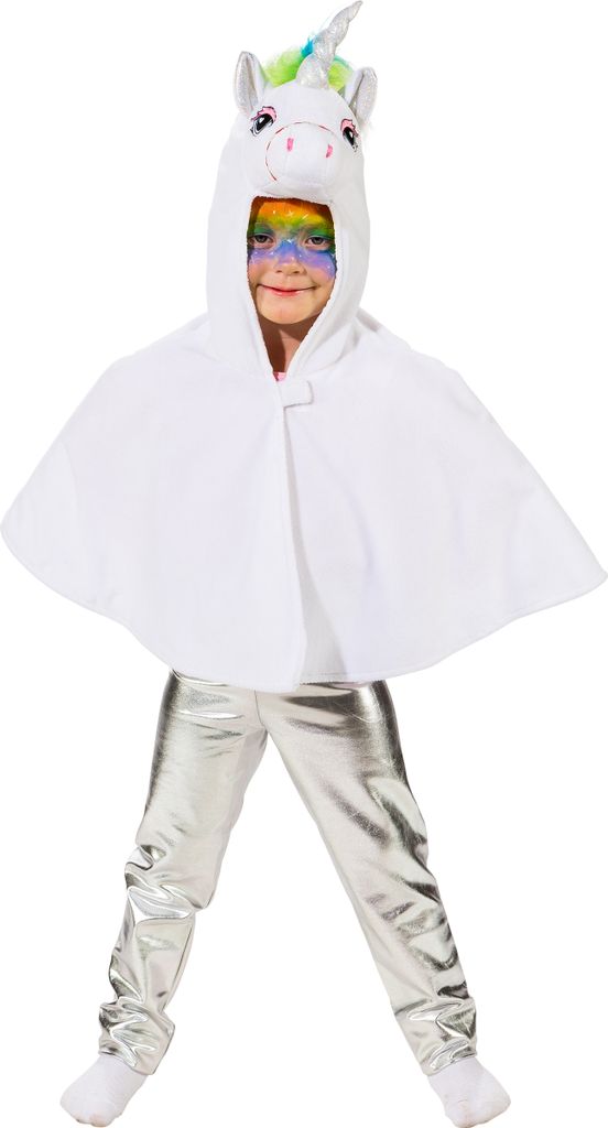 Kinder Einhorn Cape Umhang mit Ohren und Einhorn Gr. 104 Fasching Karneval Party