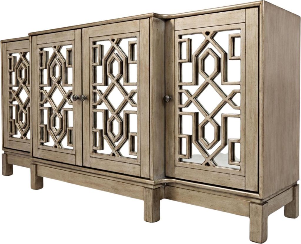 FURNLUX Anrichte Avola Silber Und Akazie 178cm / Hauptfarbe: Beige / Abmessungen: 178 x 87 x 46 cm
