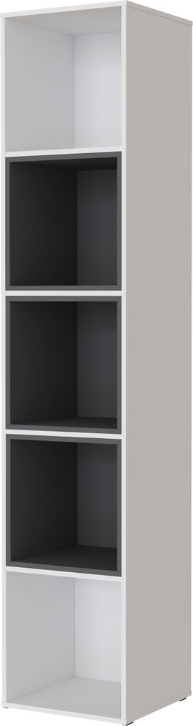 SMARTBett Standregal, Würfelregal für Wohnzimmer, Kinderzimmer, Schlafzimmer und Büro | Regal Weiss + 3 Würfel Anthrazit