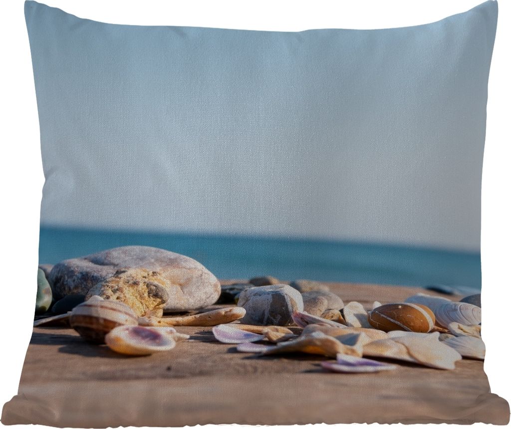 MuchoWow Outdoor Kissen - Muscheln - Strand - Meer - Sommer - Sonne - 45x45 cm - Wetterfest - Lounge Kissen - Fotokissen - Dekoratives Kissen