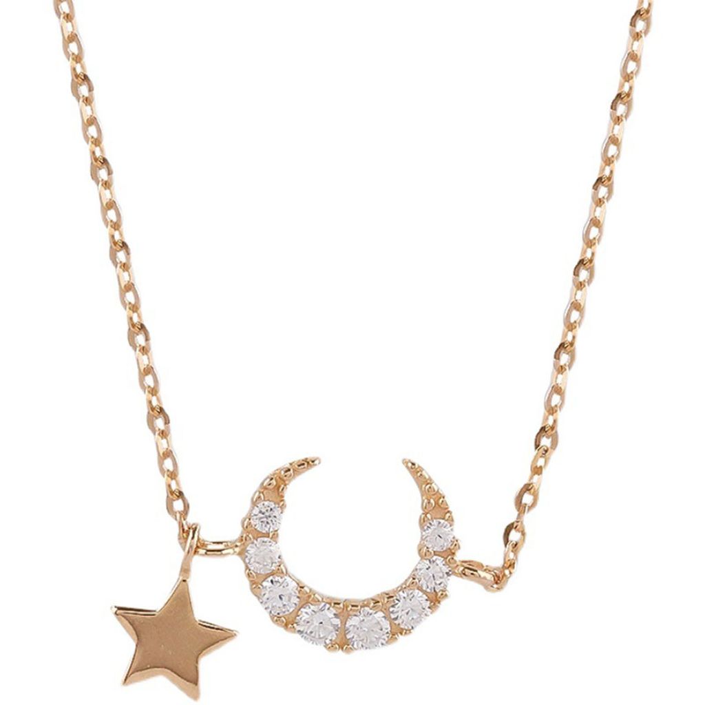 Frauen Armband Einstellbar All-match Liebe Strass Mond Anhänger Dame Armreif Schule-Golden