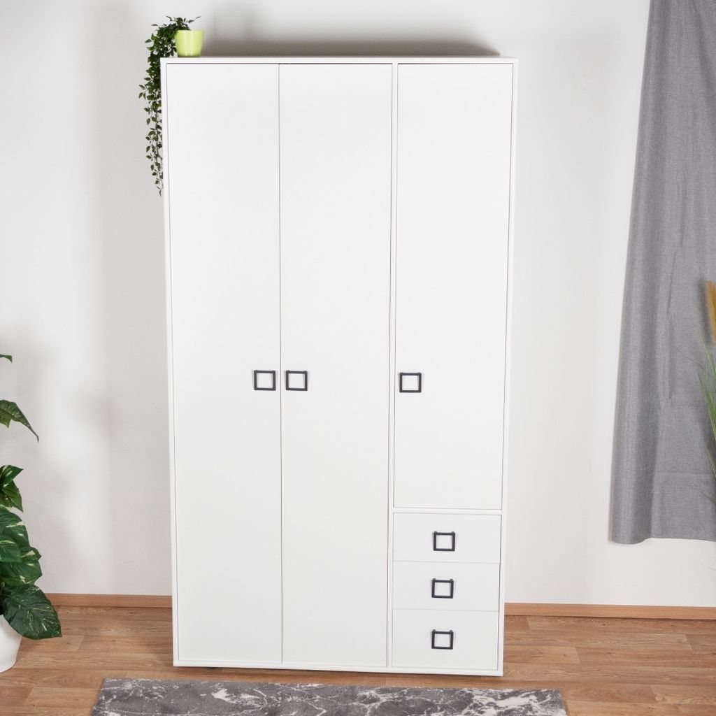Kinderkleiderschrank Weiß 198x126x56 cm