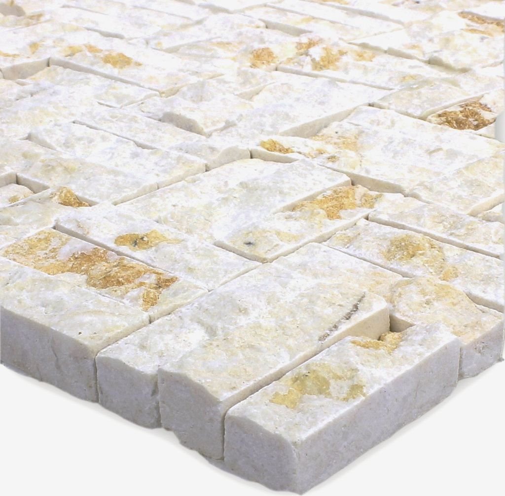 Naturstein Marmor Mosaikfliesen Varna Beige Splitface 3D