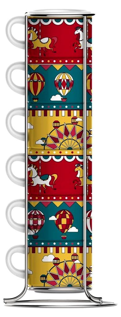 Set aus 6 stapelbaren Tassen mit Metallständer, Kollektion Winter Wonderland